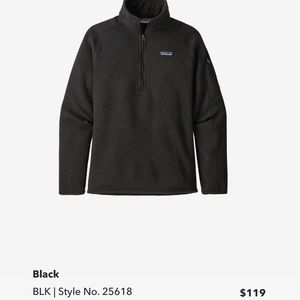 Patagonia Better Sweater Quarter Zip Black Size M